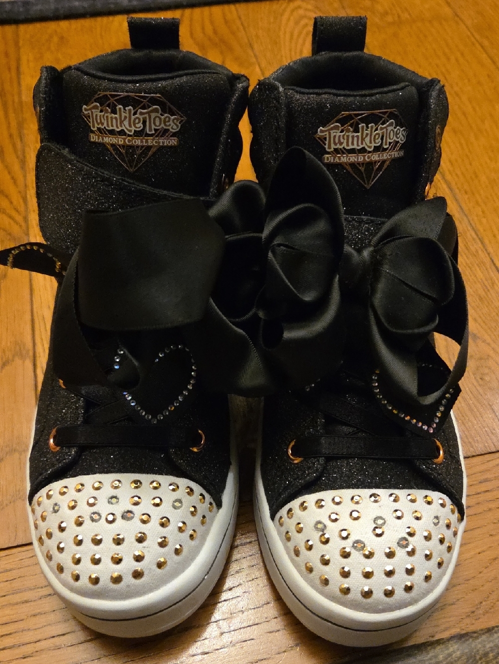 NEW Skechers Twinkle Toes Kids' Black Glitter